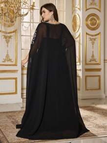 SUPGIR Convertible Sleeveless Bead-Embellished Formal Dress With Floor-Length Skirt