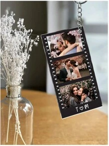 1pc Acrylic Keychain With Personalized Photo And Text - Retro Y2K Style, Suitable For Couples, Families, Friends - Great For Weddings, Valentine's Day, Graduations - Colorful, Cute, Gift