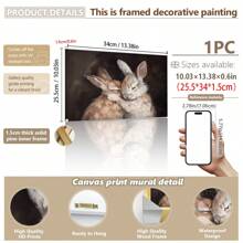 1 pieza, Pintura colgante de lienzo, Pintura decorativa enmarcada, Póster, Arte de pared, Pascua, Conejito lindo, Pintura al óleo vintage, Arte de pared de conejito lindo Pintura al óleo, Impresión vintage antigua, Póster de conejito, Decoración de hogar Mural, Fácil de colgar, Adecuado para habitación, sala de estar, pasillo, decoración de pared de dormitorio
