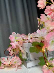 人造樱花串灯，LED樱花藤蔓灯，悬挂式绣球花藤蔓花环，丝绸花灯，电池供电，适用于花园、婚礼、花卉装饰、餐桌布置、生日派对、室内卧室墙面装饰 - 粉色 - 查看 9
