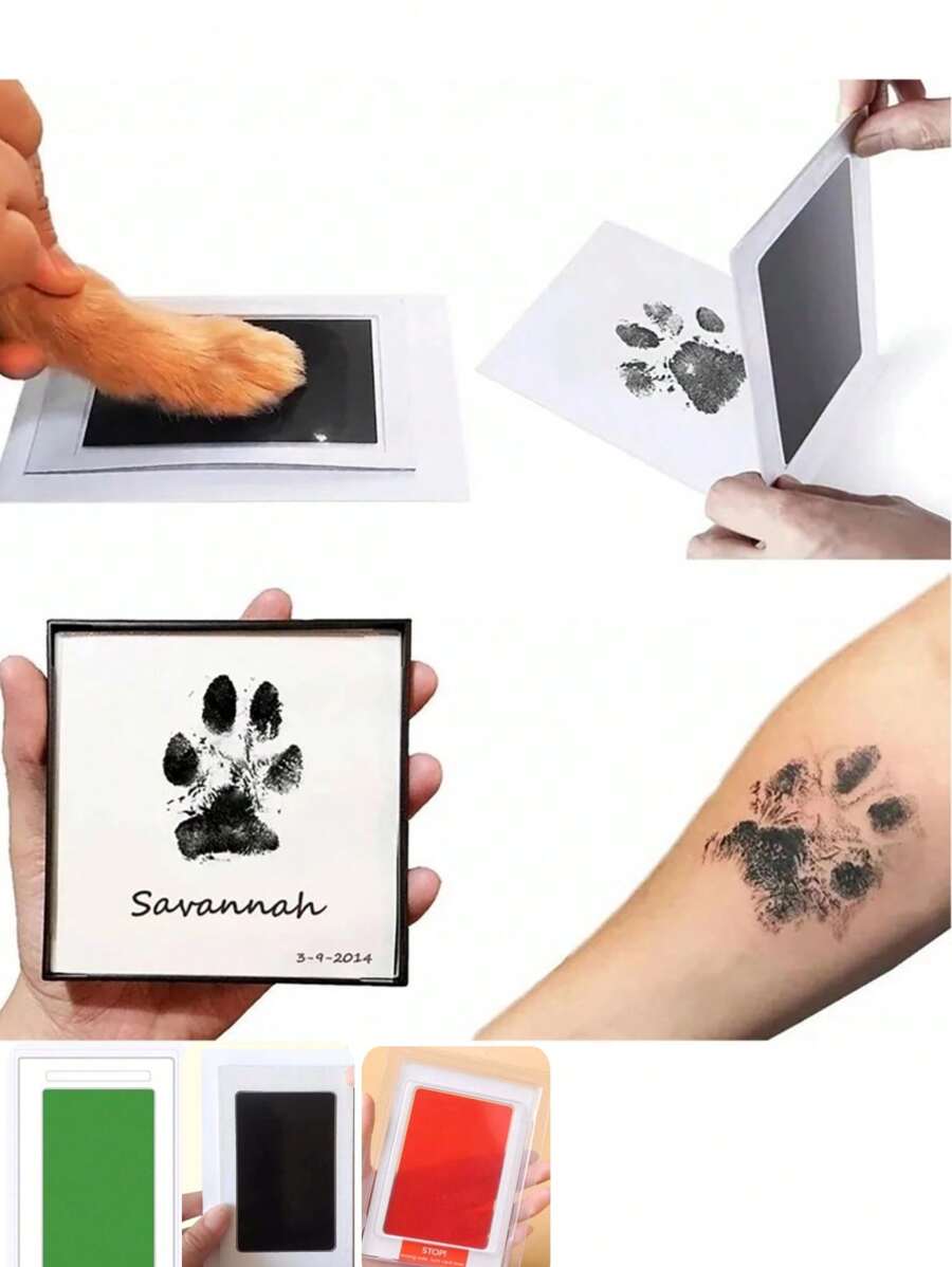 1入組創意寵物狗狗貓咪足印相框,適用於寵物重要里程碑紀念活動例如出生、滿月、周歲,可當作寵物紀念品 - 黑色 - 查看 1