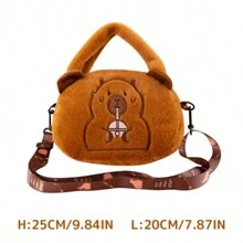 Capybara Crossbody Bag Portable Shoulder Bag Purse Cute Plush Bag For Outdoor Party,Stuffed Capybara Plush Bag Cartoon Capybara Plush Animal Handbag