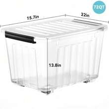 72 Quart Plastic Storage Bin, Stackable And Nestable Storage Boxes With Lids And Secure Latching Buckles, Large Storage Container (Clear, 72Quart-6Pack)