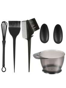 Blending Hair Teasing Comb Mixing Bowl Set Hair Color Set Salon Hair Coloring Tool Hair Color Kits Dishes Suite Boutique Bowl Cover Plastic Dye Hair Tool Set(Black)