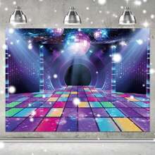 复古迪斯科派对背景布，霓虹夜舞主题，70 年代 80 年代 90 年代迪斯科时代摄影背景，让我们疯狂闪耀，生日、婚礼、现场活动与闪亮的照相亭 - 彩色 - 查看 7