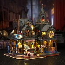 Jeu de construction du château de Poudlard - Puzzle 3D, maison de poupée miniature DIY, décoration de chambre, artisanat en bois, cadeau d'anniversaire