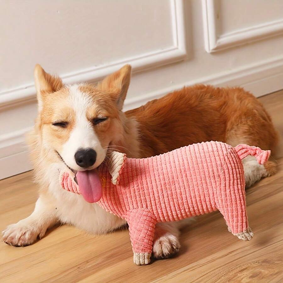 Jouet en peluche pour chien en fibre de maïs, jouet en peluche mignon et durable en forme de cochon avec couinement, fournitures pour l'entraînement des chiens, jouet de compagnie pour animaux de compagnie pour soulager l'ennui - Multicolore - Voir 1