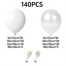 140 Stück Perle Weiß Dekorationsballons Girlande Bogen Set, Perle Weiße Latexballons für Bridal-Shower, Hochzeitsjubiläen, Verlobungen, Geburtstagsdekoration - A - Übersicht 3