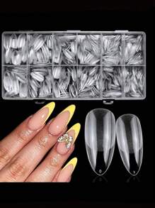 600pcs Medium Almond Square Nail Tips - Full Cover, Soft Gel X Acrylic, Half Matte Finish, Pre-Shaped Almond Square Fake Nails Acrylic False Nail Tip For Salon And Home Nail Design 12 Sizes
