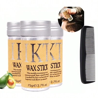 ikt 2件装（发蜡棒和梳子）适用于假发专业发蜡棒啫喱膏不油腻造型发蜡棒男女断发神器圣诞节特价