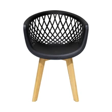 Cadeira Para Mesa De Jantar Cozinha Sala Quarto Penteadeira Escrivaninha Varanda Area Gourmet Web Preta Quintal Base Madeira Feminina - Preto - Visão 4