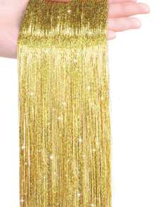 Fairy Tinsel Hair Extensions Holographic Hair Tinsel Heat Resistant Sparkling Hair Glitter For Christmas New Year Party - Gold - View 2