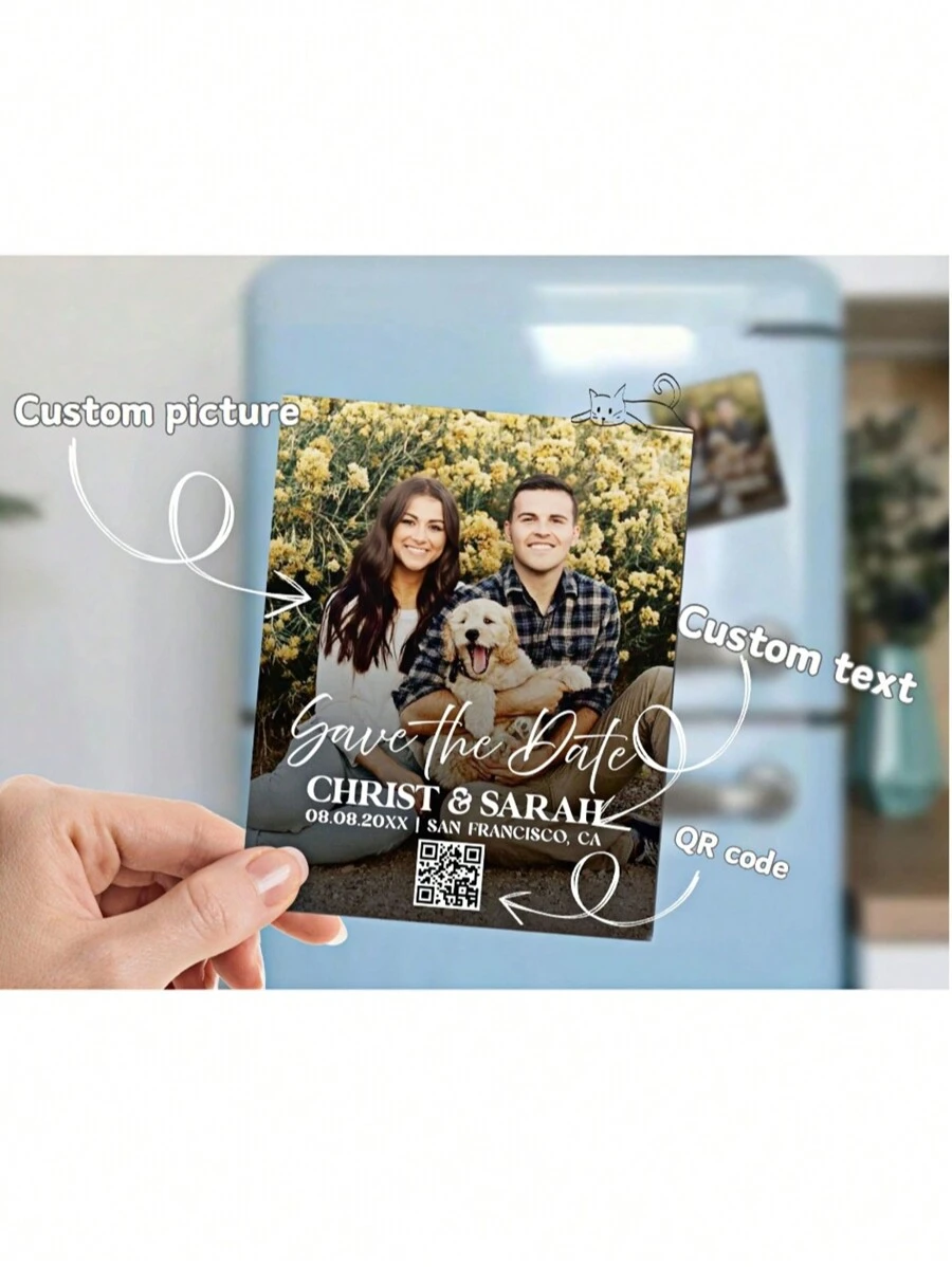 Save The Date Photo Fridge Magnet/Save The Date Magnet With Photos/Wedding Invitation Magnet/Modern Save Out Date Or Evening Invitations Valentine's Day Gift, Valentines, Gift For Her, Gift For Him, Gift For Mum, Gift For Friends, Home Decor, Decoration, Personalized Gift, Custom Gift - Multicolor - View 1