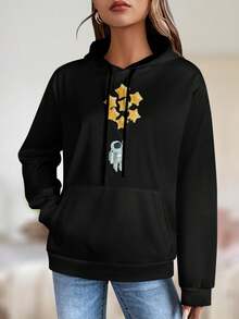 The Star Balloons A Whimsical Journey Through Space With Astronauts Cute Balloons And Dreamy Fantasy In Watercolor For Women's Hoodies