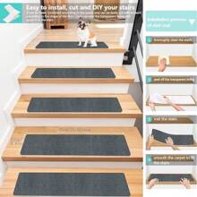 1 st. trapbeschermingsmat, zelf te knippen en herbruikbaar, eenvoudig schoon te maken traptapijt, antislip zelfklevende vloermat voor thuis, geluidsreductiemat voor traptreden