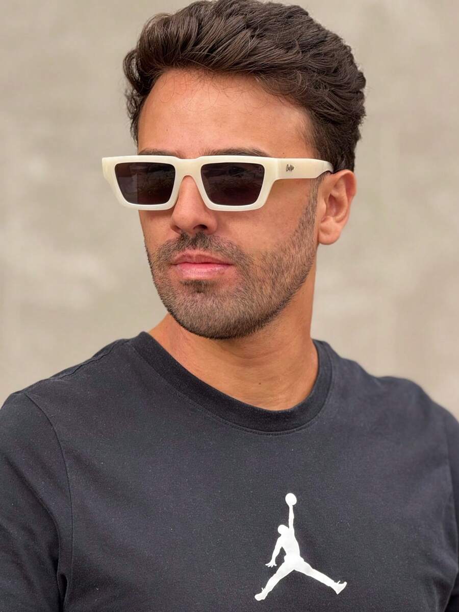 Vintage Retro Rectangular Sunglasses With Uv400 - Vintage - Kem - Xem 1