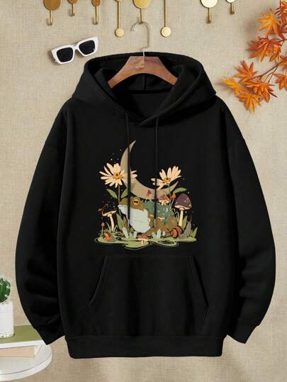 Strange Forest With A Crescent Moon Crystals Daisies
