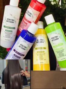 keratina artesanal para todo tipo de cabello elimina frizz Alaciado, aporta brillo y suavidad, sella puntas abiertas , alisa e hidrata, deja un Lacio / liso y brilloso, desenreda tu cabello - Multicolor - Ver 4