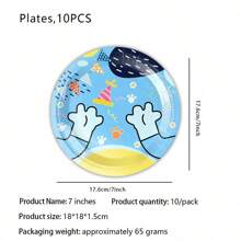 إكسسوارات وتزيينات لحفلة عيد ميلاد كلب أزرق وردي - أطباق ومناديل زرقاء وردية - أطباق ورقية زهرية لحفلات أعياد الميلاد. أنا هنا، مرحبا، أنا صاحب عيد الميلاد