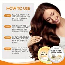 Champú de arroz y acondicionador sólido de arroz 2 en 1, para fortalecer el cabello y ayudar a secar y humectar el cabello, hecho a mano con agua de arroz de Longsheng.