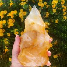 1pc Assorted Golden Healer Quartz Crystal Stone Palm, Golden Healer Quartz Column Tower, Healing Crystal Gift