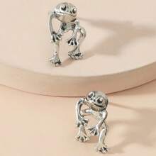 Vintage Frog Earring Set - Exquisite Animal-Shaped Stud Earrings With Delicate Details, Fashionable Holiday Accessories, Suitable For Women, Classic Jewelry Gift Idea