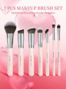 MAANGE 7pcs Makeup Brushes Set With Large, Medium And Small Foundation Brushes Eyeshadow Brushes Swoosh Brushes Nose Shadow Brushes Concealer Brushes Makeup Tools - 藕粉色 - 查看 9
