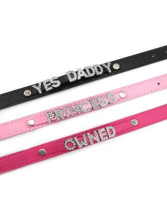 Personalized Letters Choker Collar Necklace | Rhinestone Letters Choker | Collar Necklace For Party | Women Cosplay Daddy's Girl Choker, Vintage,Casual,Hipster,Old Money,Stylish,Cute,Custom,Personalized,Unique,Customized,Ideal Gifts For Him,Ideal Gifts For Her,Girlfriend,Family,Friends,School Supplies,Back To School,For Office,For School,For Classroom,For Teacher Gifts,For University,For Colleague,For Dorm Rooms,For Teacher,For Boys And Girls,For Teenagers,Junior High School Students,Middle School Students,High School Senior High School Students,College Students,University Students,Freshman,Sophomore,Underclassmen,Customized Collar & Accessories,Vintage Outfit,Apparel Accessories,Chic Autumn,Boyfriend,Girlfriend,Family,Friends,New Year Glamour