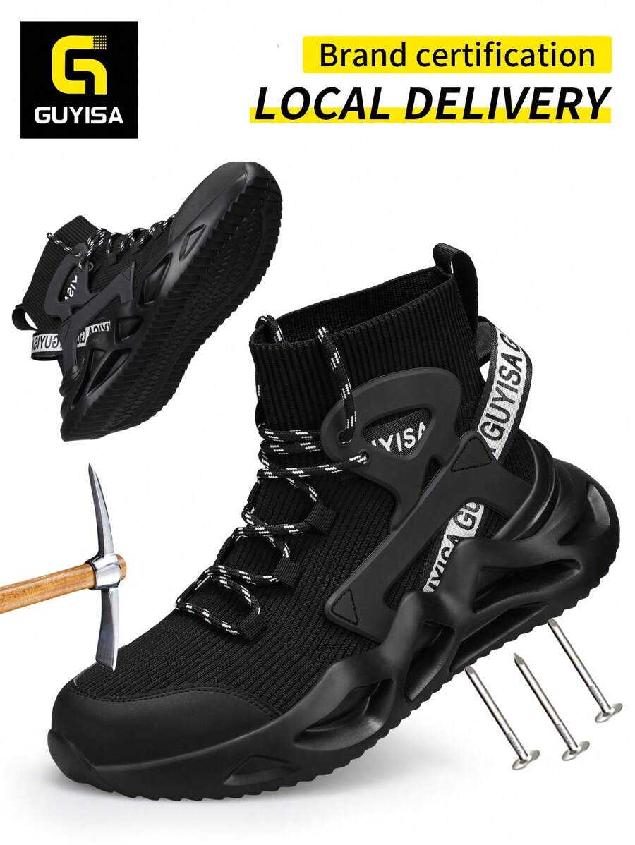 GUYISA Safety Shoes For Men Smash And Stab Resistant Summer Breathable Steel Head