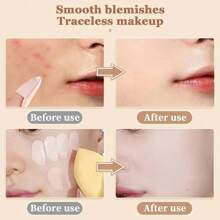 4pcs Mini Esponja De Dedo Com Almofada De Ar Slim Puff Para Maquiagem