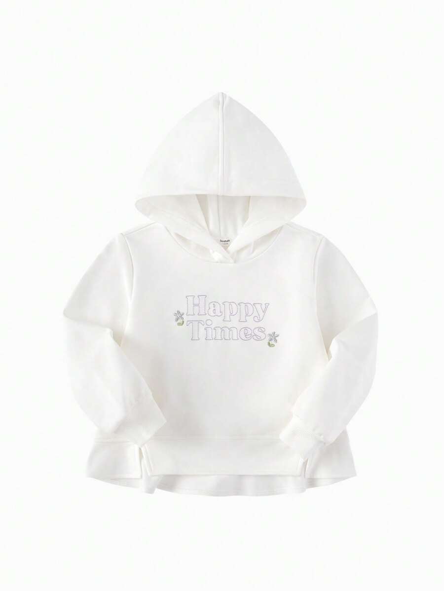 Balabala Girls' A-Line Hooded Sweatshirt, New Spring Casual Top - Original White - View 1