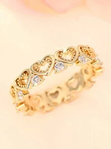 1pc Elegant Heart Shaped Cutout Zirconia Ring In 925 Silver Fashionable And Stylish Women's Birthday Gift Perfect For Dates And Parties
