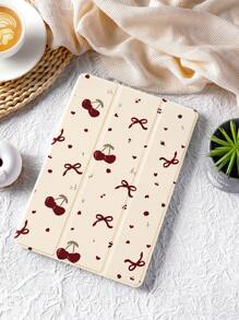 1 个樱桃蝴蝶结图案扁平保护壳，兼容 iPad 10.2 英寸、iPad Pro 11 英寸 2021/2020/10 代、iPad Mini 4/5/6、Galaxy Tab A8 10.5 英寸 2022、Matepad 10.4/Tab，带笔槽，自动睡眠/唤醒功能 - 彩色 - 查看 1