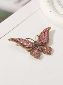 1pc Retro Personalized Full Rhinestone Blue Butterfly Brooch Alloy Crystal Animal Insect Brooch Pin Dress Accessories Pin For Clothes Bag Charm School