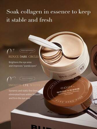 60 片胶原蛋白牛奶精华眼膜贴/咖啡因和透明质酸抗皱眼部凝胶垫，保湿紧致，改善细纹，减少眼袋和黑眼圈，适合所有皮肤类型