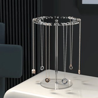 1 件亚克力透明/彩色项链架收纳架，女孩房间旋转珠宝收纳架，项链展示架，珠宝树，小项链展示架