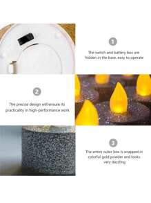 6/12/24 stuks LED Kerst Decoratieve Theelichtjes, Batterij-aangedreven Vlamloze Realistische Waxkaarsen, Zilveren Glitter Theelichtjes, Rookloze Winddichte Kaarsen Voor Bruiloft, Halloween, Kerstmis, Woondecoratie