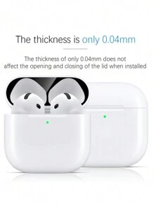 1 套 Apple 纯色保护壳、超薄贴纸保护膜、防尘罩适用于 Apple 1/2/Pro/3/Pro2/4/Pro3 充电盒（不含耳机） - 黑色 - 查看 3