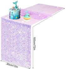 1 pezzo Runner da tavolo per festa della sirena, runner da tavolo con paillettes olografiche da sirena, adatto per feste in acqua, decorazioni per feste di compleanno, forniture per feste da sirena, regalo per compleanni