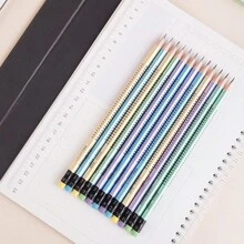12pcs HB Pencils Set,With Sharpener Writing Pencil Study Practice Pre-Cut,Black, With Eraser Heads, HB Soft, Suitable For Office Use As Drawing, Writing, And Stationery Pencils - Includes A Pencil Sharpener Bonus,Back To School