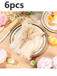 6pcs Balinese Gauze Wrinkle Placemats, Boho Countryside Style Dining Table Cloth For Wedding, Party, Banquet