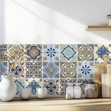 30 buc autocolante de perete pentru plăci ceramice, stil boem, model floral, impermeabile pentru decor bucătărie/baie, decalcomanii de perete din vinil, decorațiuni interioare, cadouri de 4x4 inci, decor de perete pentru absolvire, decor dormitor, decorațiuni cameră, lucruri decor living, decor casă, decor living, tapet