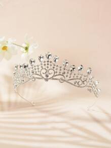 1pc Geometric Pattern Boho Elegant Zinc Alloy Luxury Wedding Bridal Accessory, Bride Wedding Hair Decoration Crown Veil, Simple & Modest, Suitable All Year Round