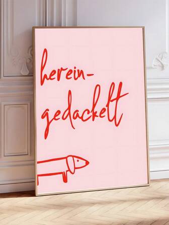 1 Stück modernes rosa abstraktes Linien-Dackel Motiv, Zitat Schrift Leinwand Ölgemälde Poster, Tier Leinwandgemälde, Wandkunst fürs Schlafzimmer, Wohnzimmer Wanddekoration, Esszimmer Wanddekoration, Küche Dekoration, Arbeitszimmer, Flur, Dorm Dekoration, ideales Geschenk für Freunde, Wandkunst, Wanddekoration, Raumdekoration Leinwandgemälde, Poster, ohne Rahmen
