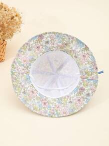 Spring/Summer Fashion New Girl's Sun Hat, Toddler Breathable Ditsy Floral Bow Decor Sun Protection Bucket Hat