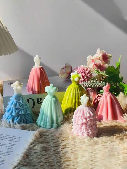 DIY 新娘礼服硅胶模具 - 用于香薰蜡烛、肥皂、蜡、树脂铸造、手工皂 - 软糖、软糖、聚合物粘土、复杂的婚礼设计，9 种款式可供选择，非常适合制作独特的礼物、结婚礼物、情人节礼物