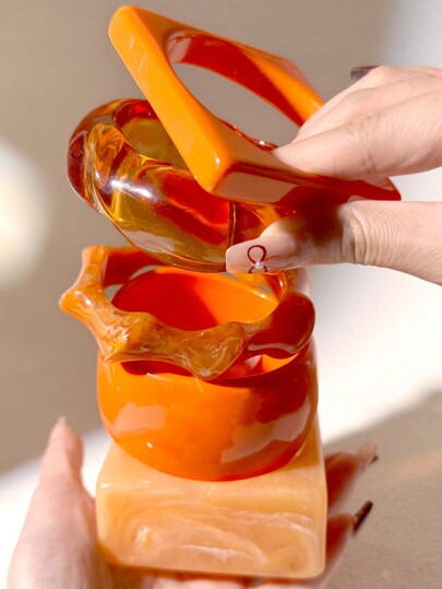 1pc Bestselling Bright Color Elegant Bangle Bracelet, Orange Series, Versatile For Gifts, Daily Wear, Parties (Size Deviation 3mm/0.11 Is Normal)