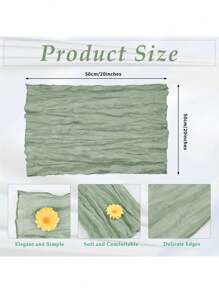 6pcs Balinese Gauze Wrinkle Placemats, Boho Countryside Style Dining Table Cloth For Wedding, Party, Banquet