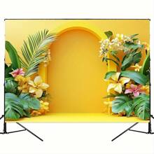 Multifunctional Yellow Arch Floral Photography Backdrop - Suitable For Weddings, Birthdays, Etc. - Made Of Polyester, Applicable For Room Decor, Cake Table, Wall Art, And Photo Booth
