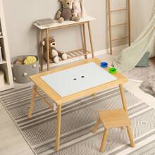 Children's Sensory Table With Stool, Kids Activity Table With 2 Storage Bins & 2 Pen Holders & Paper Roll, Multifunction Toddler Table For Play Study Dining Reading Arts Crafts, Wood